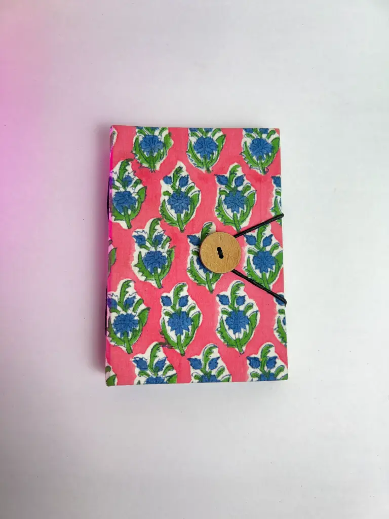 Handmade Block Printed Fabric Diary (Button Closure) – 7x5 inch